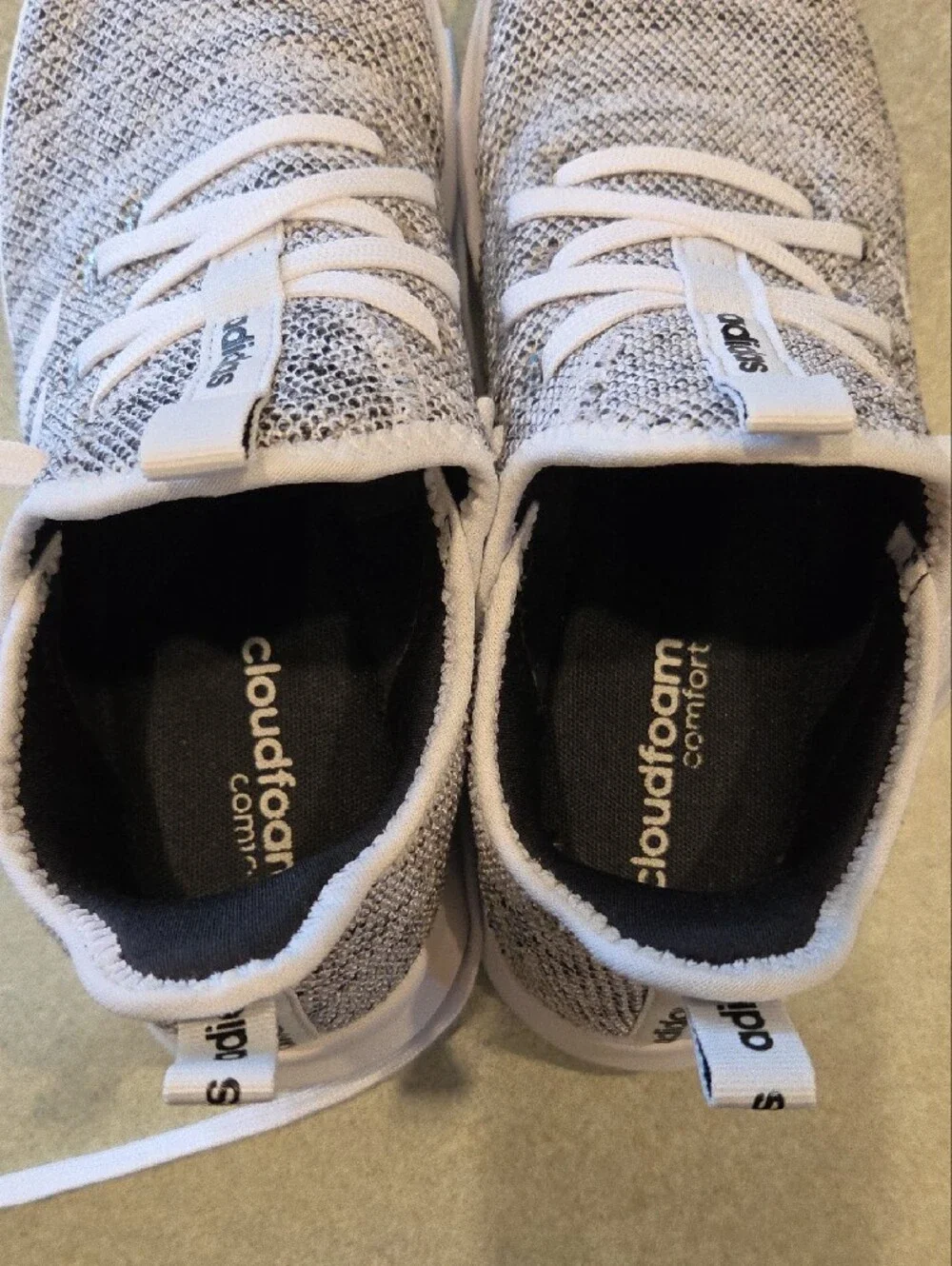 adidas Cloudfoam Pure Running Shoes White Black Oreo Knit Women’s Size 8
